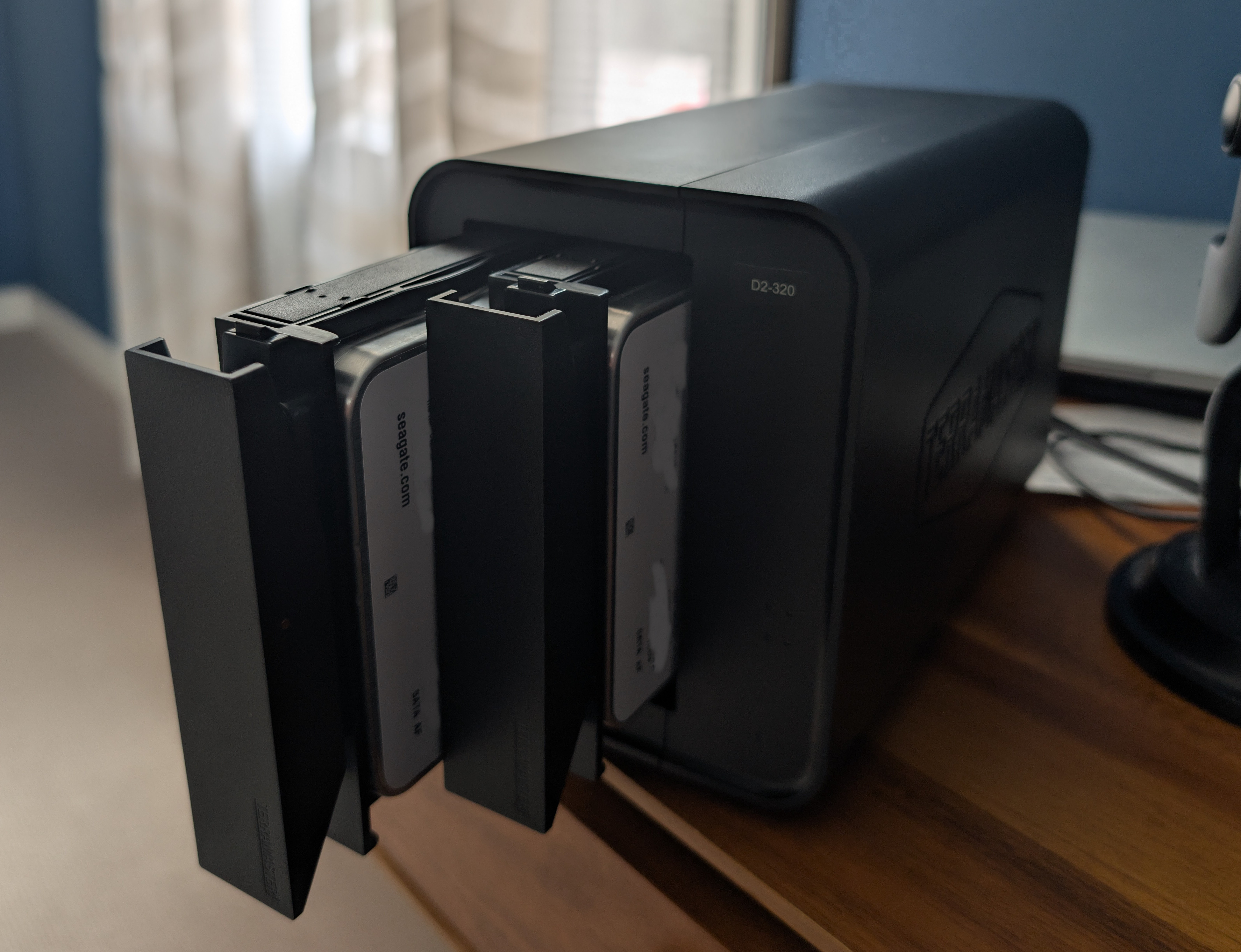 Image of the enclosure with the drives sticking out