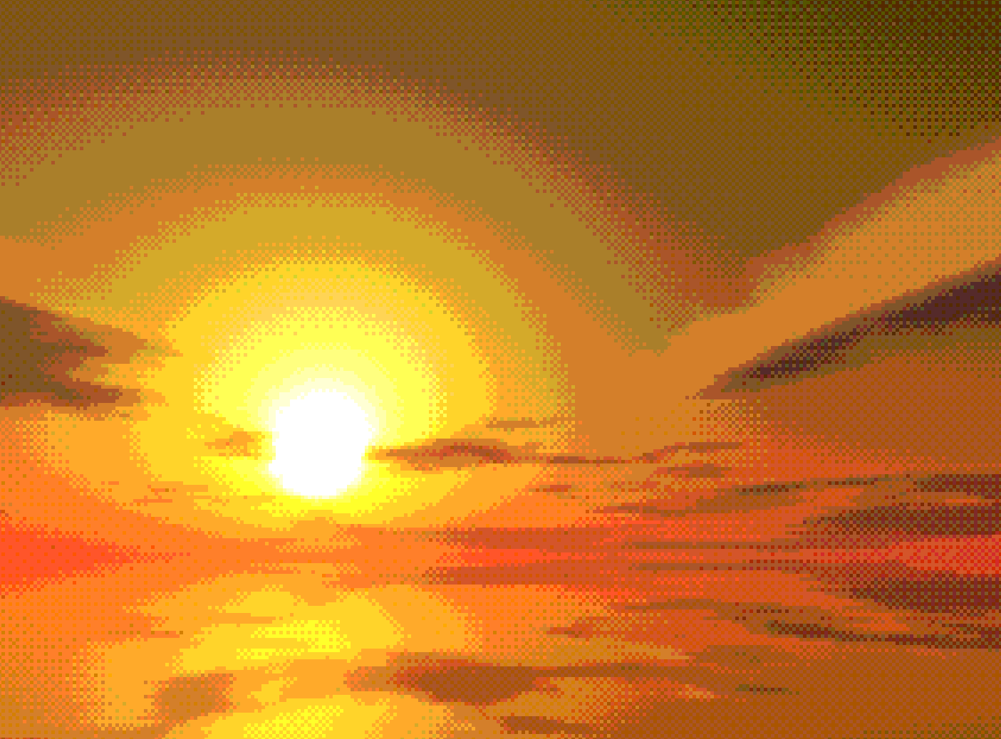 A dithered, pixelated sunset of the cubemap previously mentioned.
